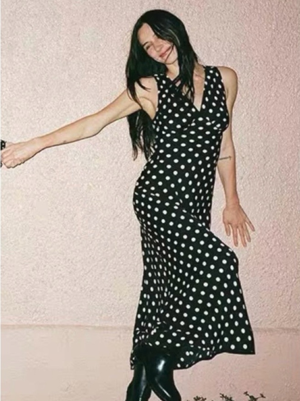 Rachel Zoe Black and White Polka Dot Maxi Dress